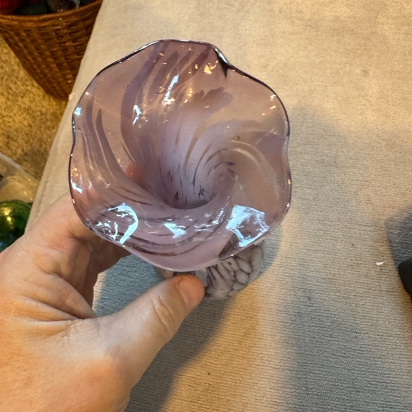 Vintage Purple and White Glass Vase - Picture 9 of 10